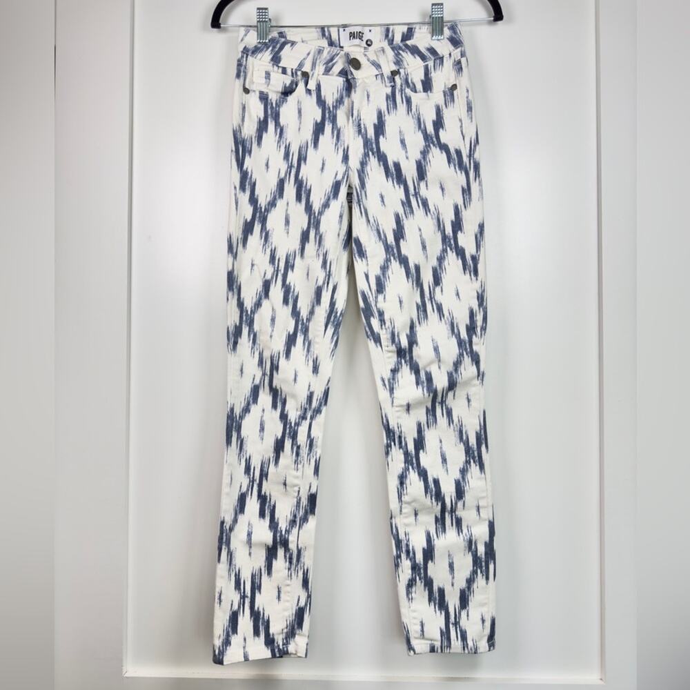 PAIGE Verdugo Ultra Skinny Geometric Jeans Blue White Size 25